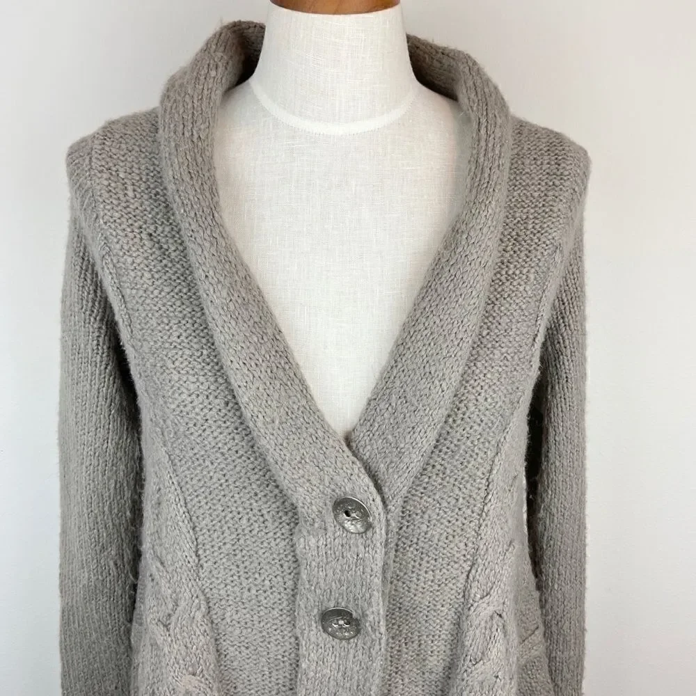 Free People Cable Knit Button Slouchy Cardigan